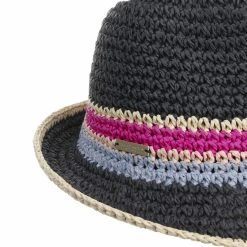 Colour Edge Crochet Trilby By Seeberger -Stetson Speichern Colour Edge Crochet Trilby by Seeberger dunkelblau.64902 4rf192
